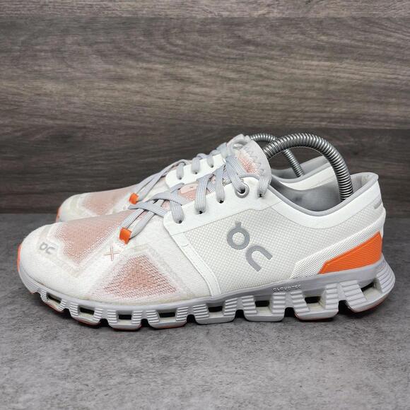 On Cloud X3 Running Shoes Womens Size 8.5 Grey Orange Sneakers